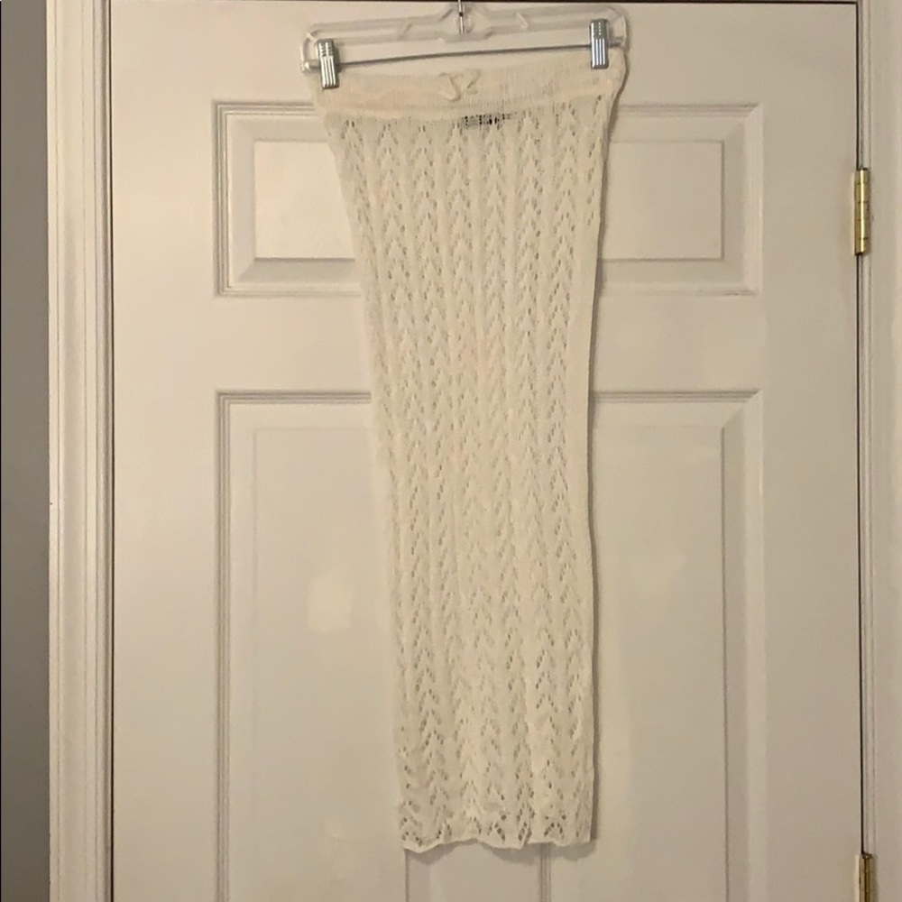 Crochet Skirt Bathing Suit Cover Up with Deep Slit